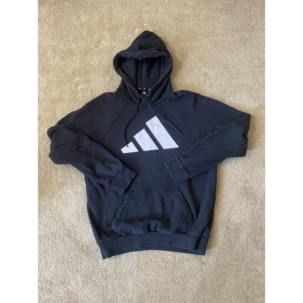 Adidas Essentials Big Logo French Terry Hoodie in Black Classic Size Men’s S